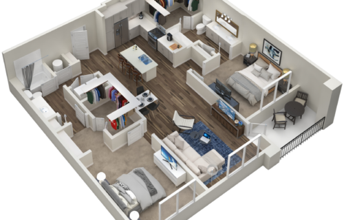 Spacious Living for Two - Alexan Tempe's two-bedroom luxury apartment floor plan